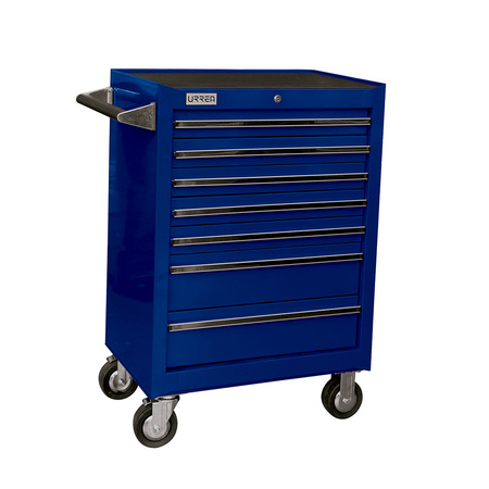 URREA Roller Cabinet, 7 Drawer, Blue, Steel, 27 in W x 39 in D x 18 in H X27M7A